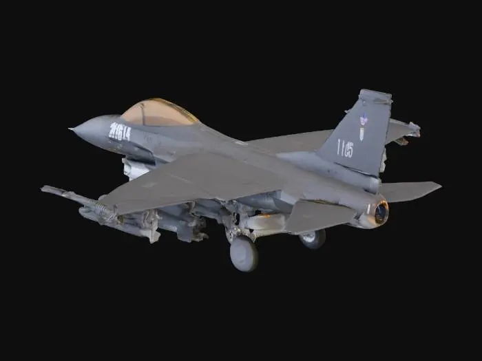 3D model for f-16 fighter jet gray with a combat load