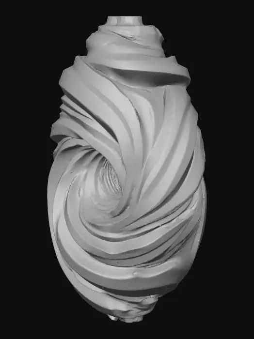 3D model for Transdimensional science artifact: layered golden spiral frames, concentric circuits, crystalline cores, filigree wiring in phi ratios, ethereal data flows weaving through geometry, ambient luminescent haze, nano-scale etchings visible across surfaces, pristine architecture, no living beings or organic forms, abstract AI science object.