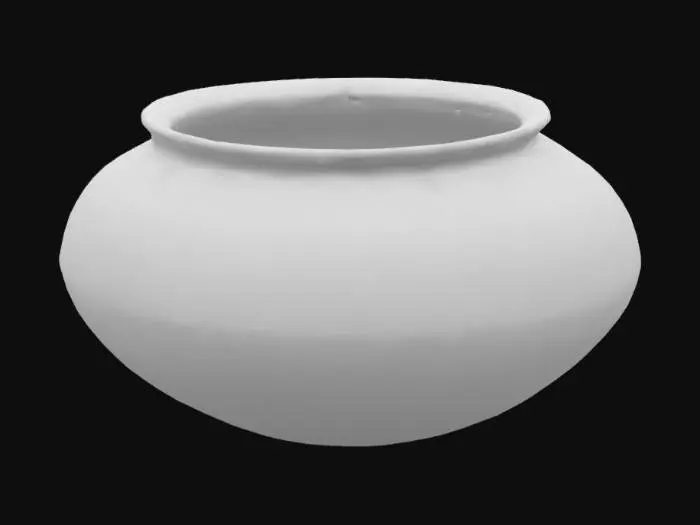 3D model for Hopi Indian Pottery, thick outer walls, hollow on the inside.