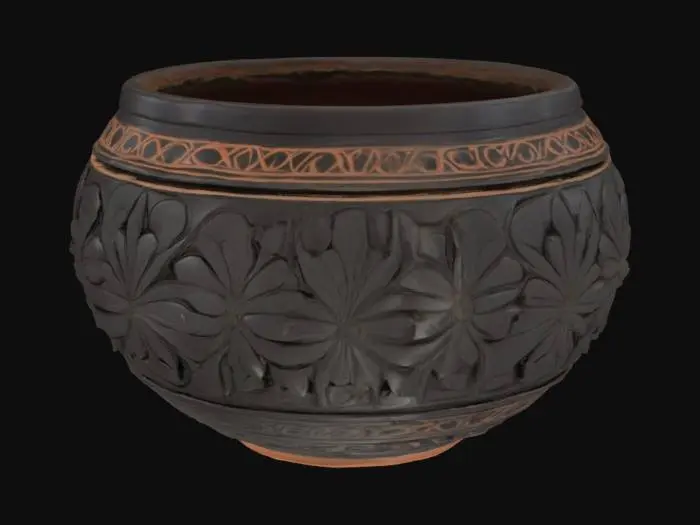 3D model for Carved Oaxaca barra negro pottery with thick walls