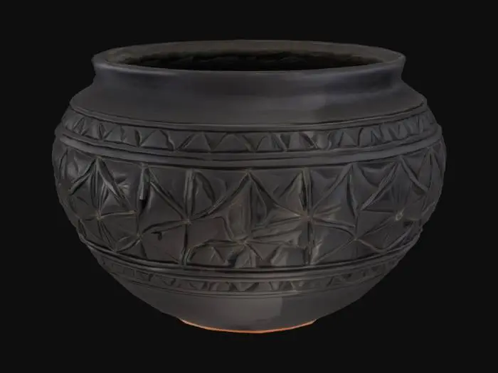 3D model for Carved Oaxaca barra negro pottery with thick walls