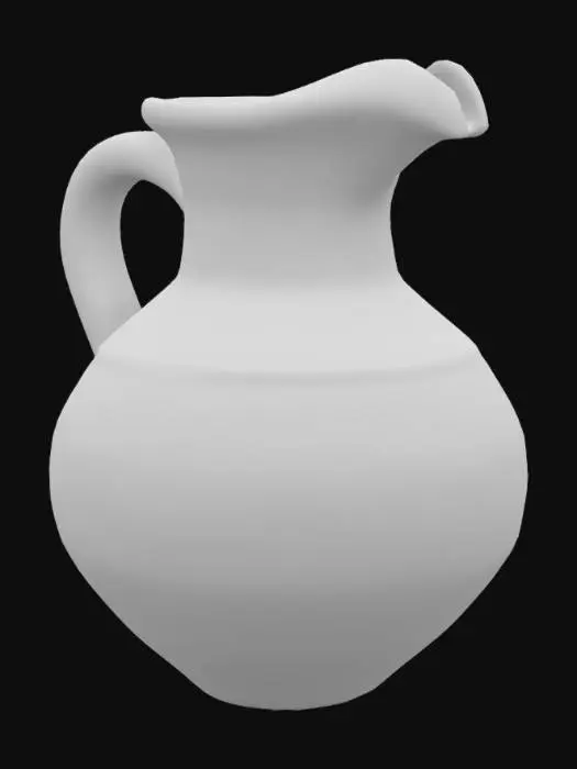 3D model for Southwest Native American terracotta pitcher with thick side walls and is hollow on the inside.
