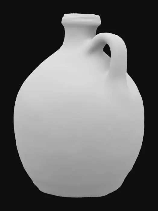 3D model for 1800's clay style liquor jug that is hollow on the inside and has thick walls.