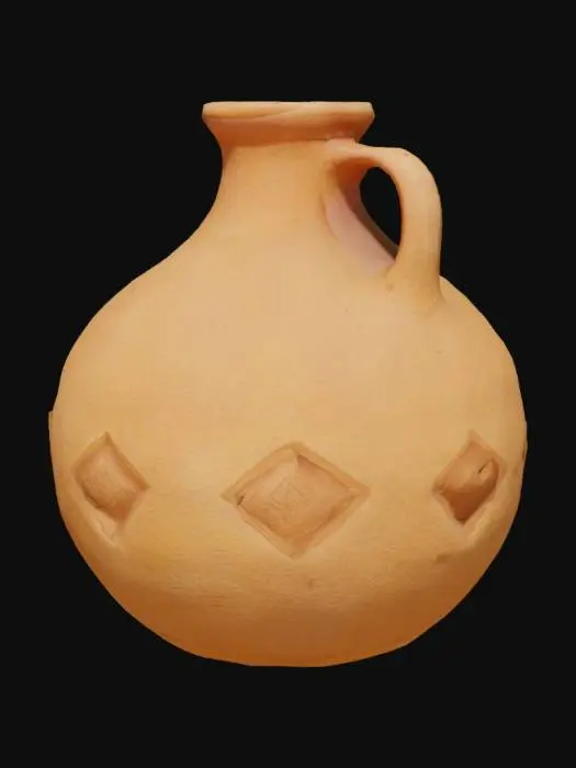 3D model for Southwestern style adobe jug with hollow inside and thick walls.  Also add several raised diamond patters to the outside of the jug. 