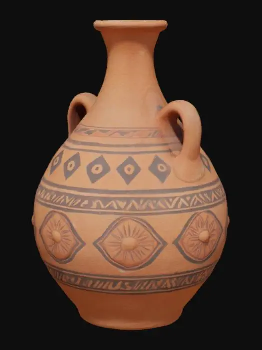 3D model for Southwestern style native american terracotta water jug that is hollow inside and has thick outer walls. Jug should not be solid inside. Jug should have double handles.