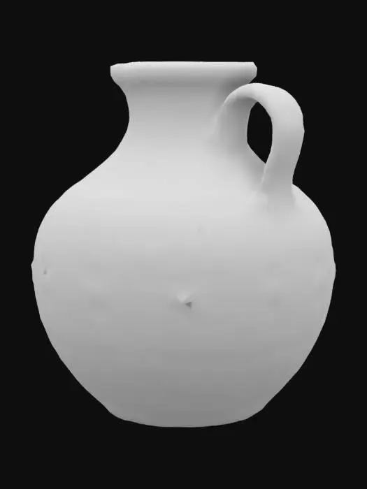 3D model for Southwestern style adobe jug with hollow inside and thick walls. Include two rows of small, raised diamond shaped patters on the outside of the jug.  No holes or cracks should be in the body of the jug>
