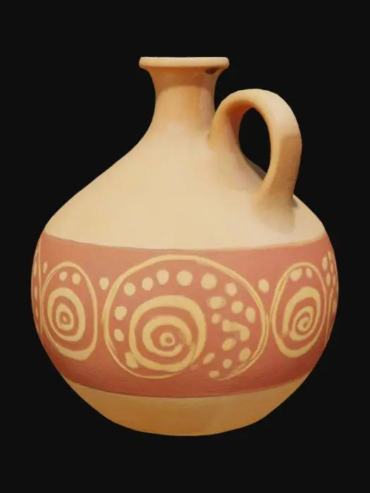 3D model for Southwestern style adobe native american water jug that is hollow inside.