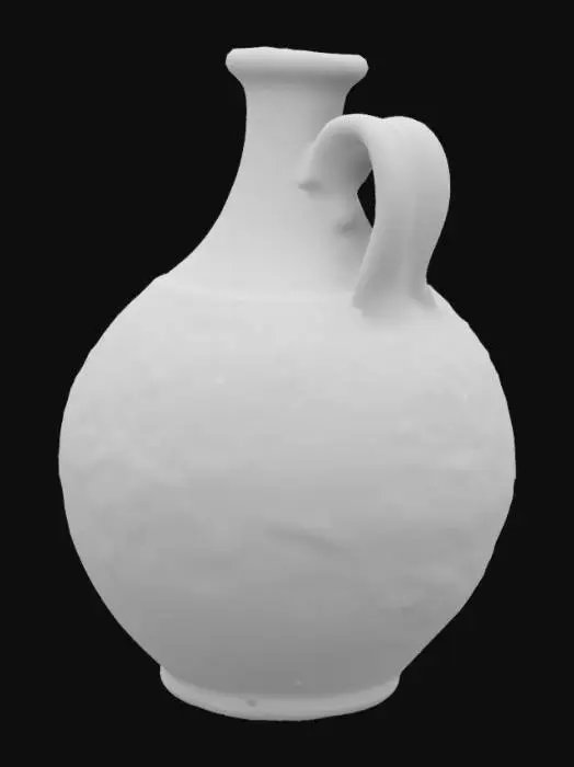 3D model for 1800's clay style liquor jug that is hollow on the inside and has thick walls.