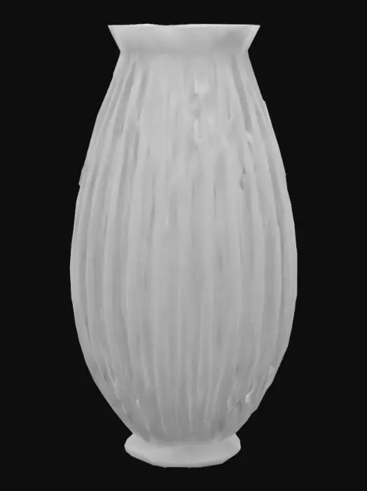3D model for Mid-Century Flower Vase with spiral flutes on the outside, thick outer walls, hollow on the inside