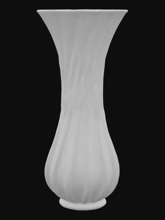 3D model for Mid-Century Flower Vase with spiral flutes on the outside, thick outer walls, hollow on the inside
