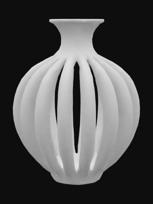 3D model for Mid-Century Flower Vase with spiral flutes on the outside, thick outer walls, hollow inside