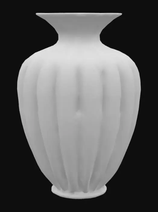 3D model for Mid-Century Flower Vase with spiral flutes on the outside, thick outer walls, hollow on the inside