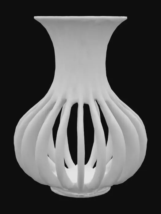 3D model for Mid-Century Flower Vase with spiral flutes on the outside, thick outer walls, hollow inside