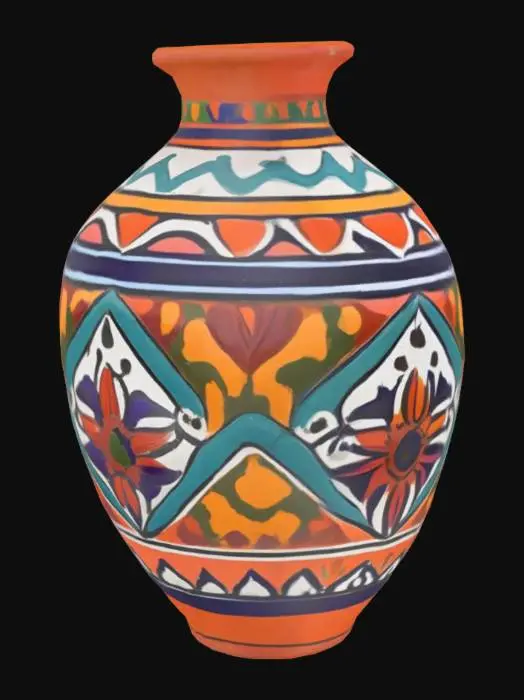 3D model for Colorful adobe Mexican Pottery with thick walls