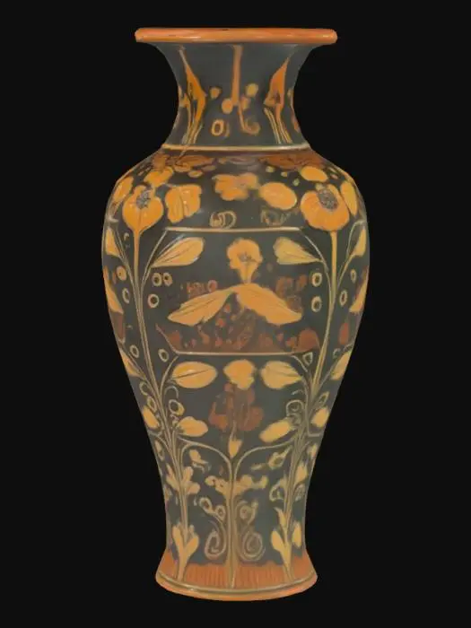 3D model for Ornate mid-century vase, 10" tall, 3" top, 5" bottom, thick side walls