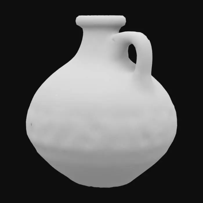 3D model for Southwestern style adobe jug with hollow inside and thick walls. Include two rows of small, raised diamond shaped patters on the outside of the jug.  No holes or cracks should be in the body of the jug>
