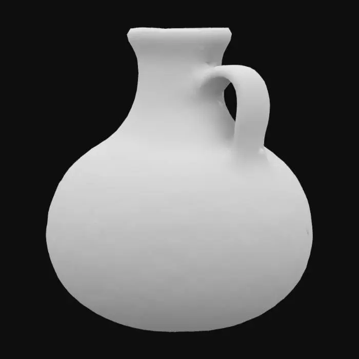 3D model for Southwestern style adobe jug with hollow inside and thick walls. Include two rows of small, raised diamond shaped patters on the outside of the jug.  

