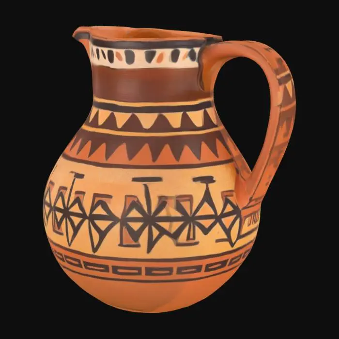 3D model for New Mexico Native American Indian Adobe style ceramic pottery pitcher, hollow inside, with thick outer walls, flat bottom