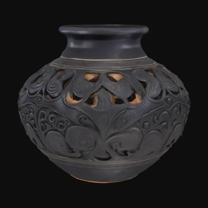 3D model for Carved Oaxaca barra negro pottery with thick walls