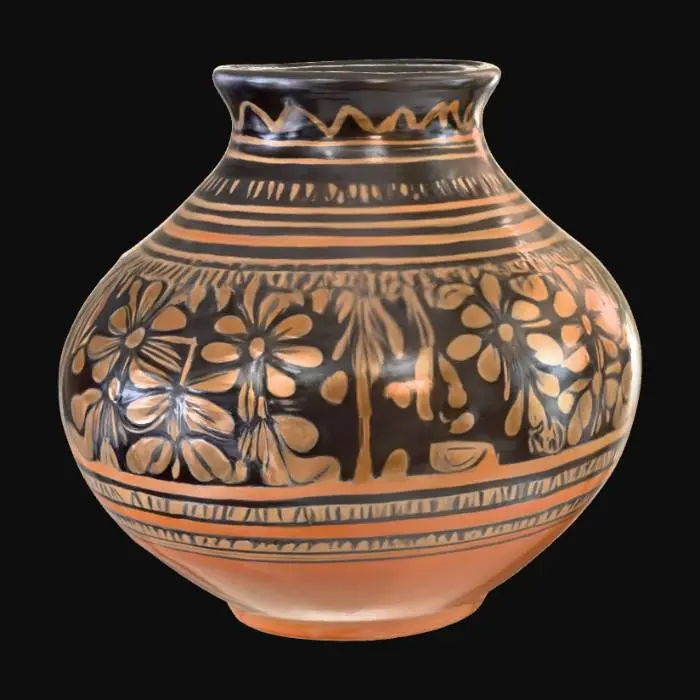 3D model for Barro Negro Mexican Pottery with very flat bottom surface