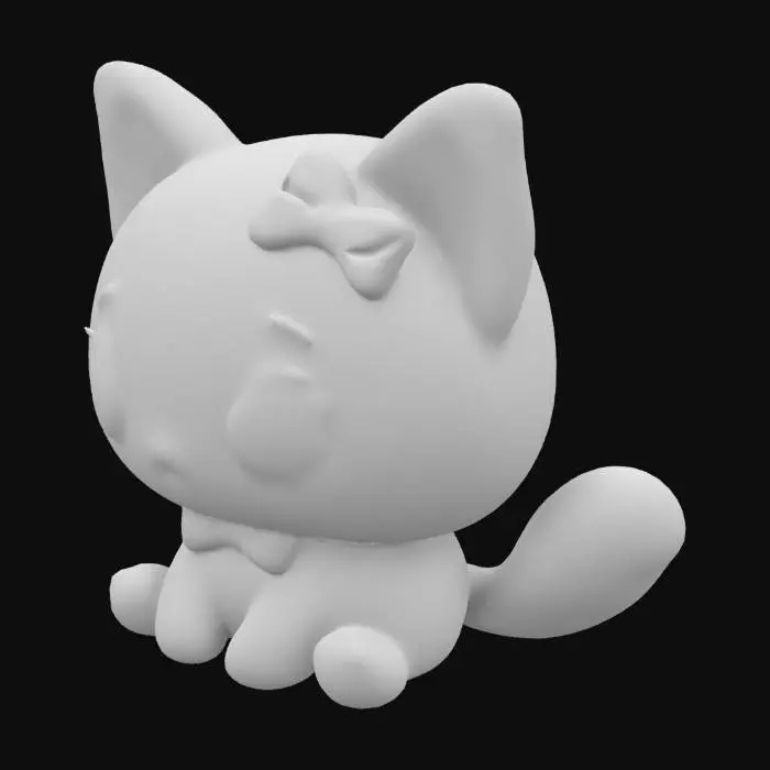 3D model for fai il peluche di un gatto kawaii con dettagli di un gatto