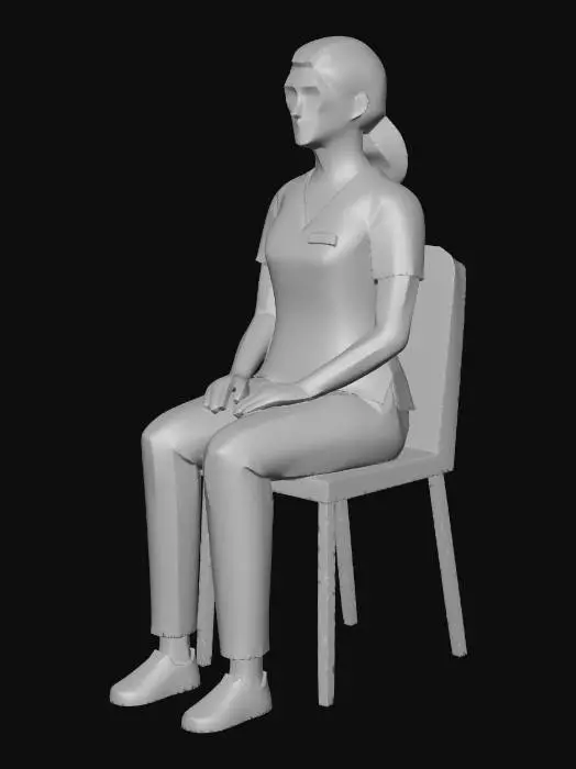 3D model for Sitting Nurse in Blue Scrubs