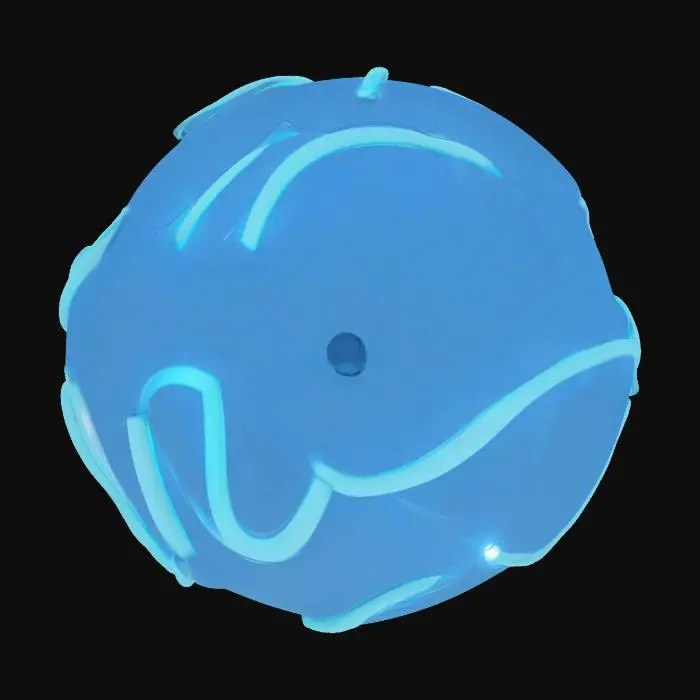 3D model for Create a 3D stylized floating orb named “Helix”, designed as an AI companion for a futuristic Roblox game. The orb should have a smooth, polished surface with glowing blue and white accents that pulse softly, indicating its active state. Incorporate subtle rotating helix-like light patterns wrapping around the orb’s circumference. The orb should look friendly yet high-tech, with small antenna-like sensor nodes and faint holographic projections emitting from its core. Make it compact and lightweight-looking, suitable to float steadily next to the player character as a helpful assistant.
