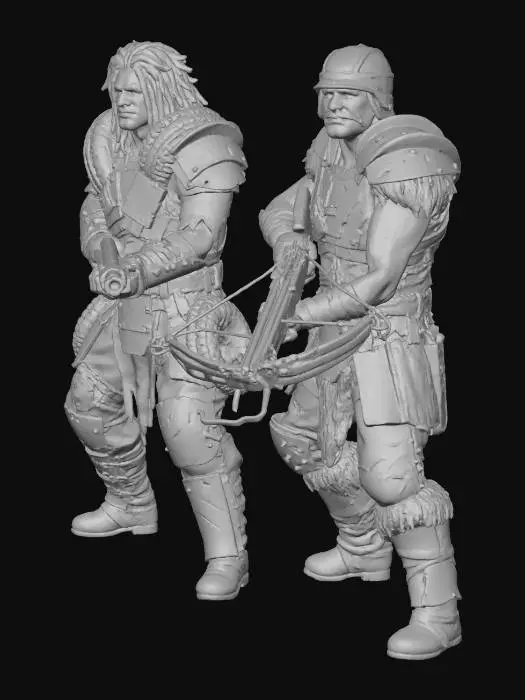 3D model for Post apocalyptic wasteland armored raider characters armed with post apocalyptic weapons