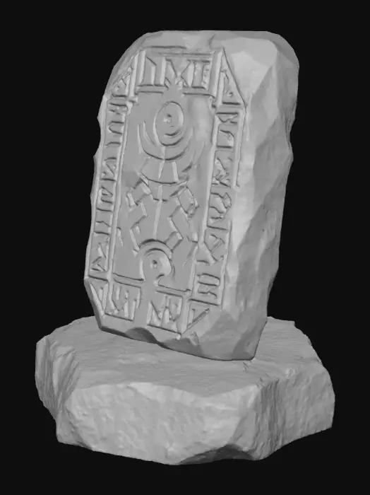 3D model for Arcane sigils and glowing runes mark the surface of this hand carved hand cut obsidian stone tablet of dwarven origin