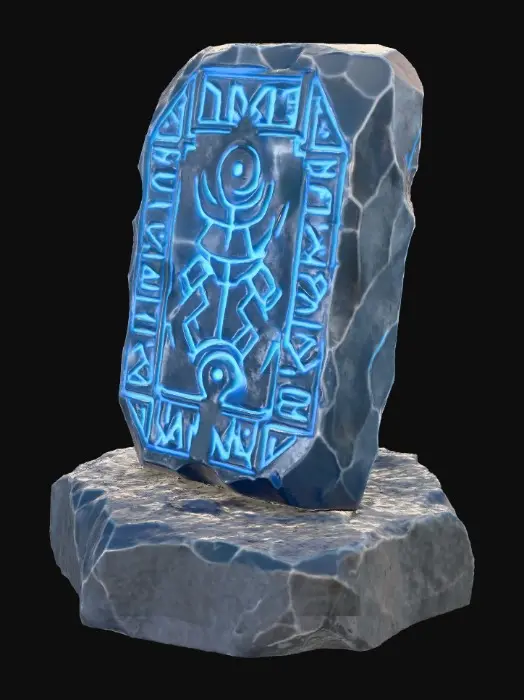 3D model for Arcane sigils and glowing runes mark the surface of this hand carved hand cut obsidian stone tablet of dwarven origin