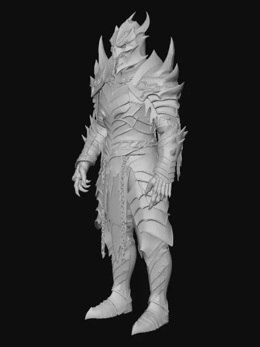 3D model for Intricate dark themed mask horror armor