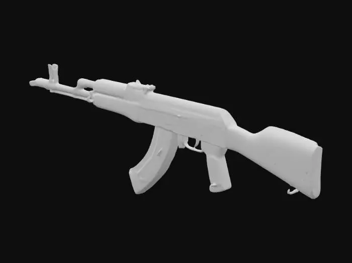 3D model for ak 47 assault rifle soviet, highly detailed, technically correct