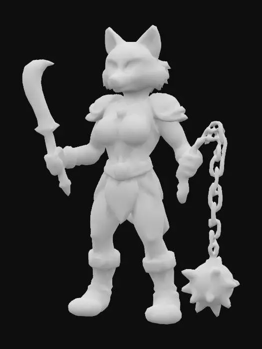 3D model for Warrior Fox Figurine