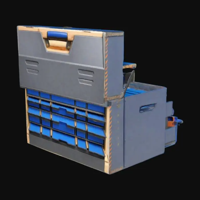 3D model for аккуратная коробка для инструментов размером 200х200мм высота 100мм с ящиками
