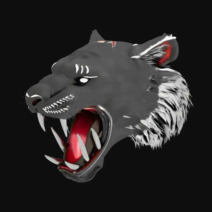 3D model for A tiger head with the mouth open to fit an Xbox controller