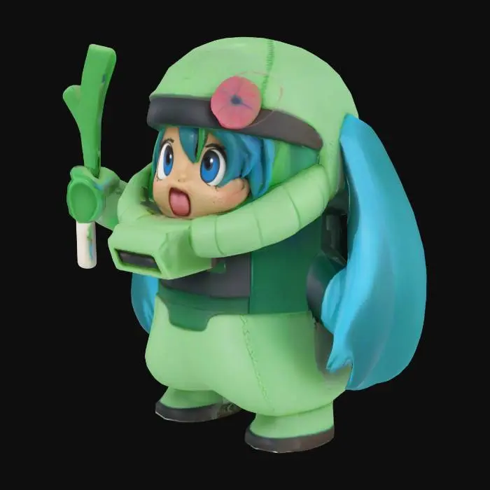 3D model for Green Vocaloid Costume Character