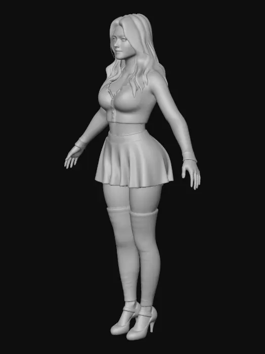 3D model for Virtual Model in Grey Outfit