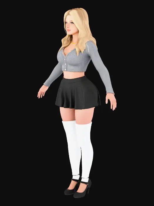 3D model for Virtual Model in Grey Outfit