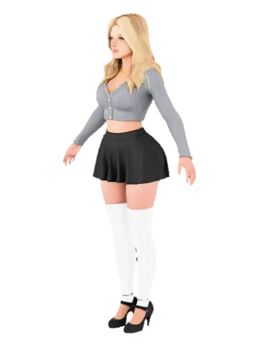 Virtual Model in Grey Outfit - Sketchfab 3D model, AI generated