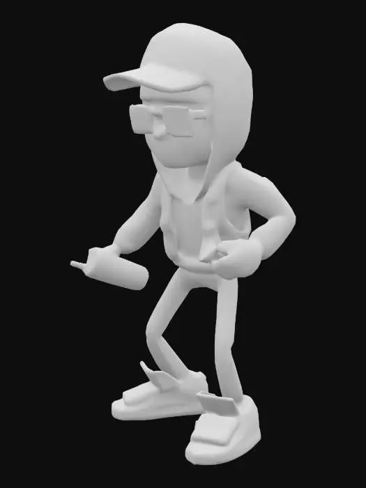 3D model for Subway Runner, jake, dark outfit, second outfit, hat, classes, spray paint can