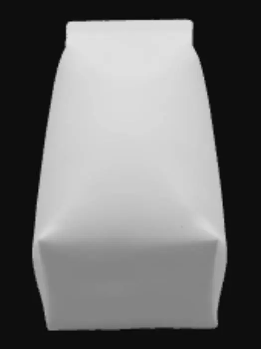 3D model for Обычный пластиковый пакет молока с надписью 'Зелёное молоко Пакет белого цвета, на нем крупная зелёная надпись, минимальный дизайн, фон нейтральный или кухонный