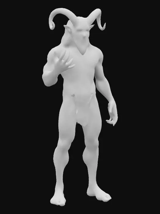 3D model for scary mythology satyr anthropomorphic character, Hieronymus, highly detailed skin texture, confident expression, featuring large hands and feet. Bosh art style, high resolution, even lighting, best quality,  medieval stylized male body proportionsRealistic 3D anatomically accurate fingers and toes, vibrant colors, dimmersive realism, well lit, Hyperrealism 4K, T-pose, Full body, Unity-ready, Character Design, mmorpg, 