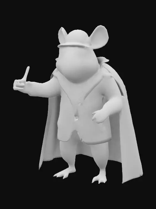 3D model for Hyper-realistic 3d character, English humanoid mouse detective like Sherlock Holmes 19th century style, with pipe, Cloths : the Inverness cape, caped coat, deerstalker hat. Realistic anatomically, Hyperrealism 4K, T-pose, Full body, Unity-ready, Character Design, mmorpg