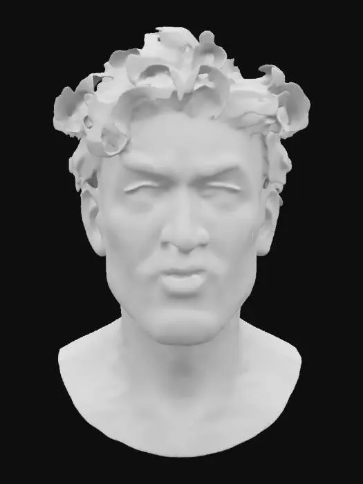 3D model for #valentine#, Ultra-realistic, A handsome, scruffy man with lipstick all over his face has just celebrated Valentine's Day.  Includes PBR textures, detailed hair, PBR textures, photorealism, detailed hair, realistic skin shadows and soft lighting. High-quality, optimized 3D., #valentine#