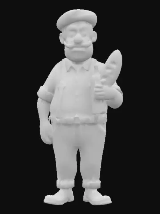 3D model for #emblem#, In cartoon style, a French man, wearing a white switchirt with blue stripes, a Basque beret on his head and a thin moustache. A baguette bread under his arm and a bottle of wine in his hand.
Big clogs on his feet. An arrogant look. Full body, Designed for video games, Highly detailed realistic texture, Digital art, 4k,