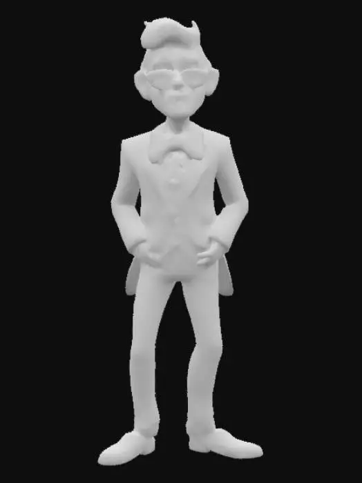 3D model for Cartoon style, Ultra-realistic, Musician in his fifties, Tailcoat style, Bow tie, , Straight posture, Elegant, Inspired face, . Full body, Designed for video games, Realistic and highly detailed texture, Digital art, 4k, Fine details, Clean lines, Vivid colors, Full body.