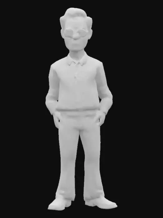 3D model for Cartoon style, Ultra-realistic, Old music proffesioner in his fifties, Late 1970's style, Upright posture, Stuck area. Full body, Designed for video games, Realistic and highly detailed texture, Digital art, 4k, Fine details, Clean lines, Vivid colors, Full body.