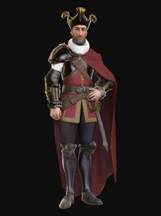 3D model for #PBR#, Cartoon style, Ultra-realistic, François de France, duc François d’Anjou 1555-1584.Full body, Designed for video games, Realistic and highly detailed texture, Digital art, 4k, Fine details, Clean lines, Vivid colors, Unity-ready, Character Design, mmorpg, #PBR#