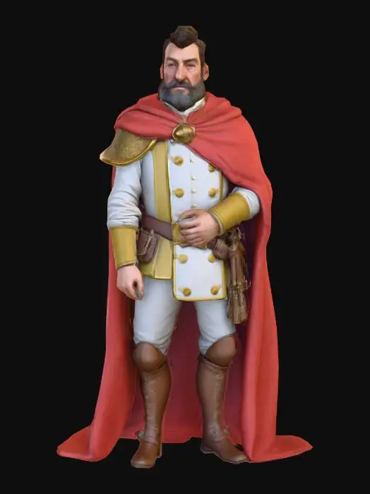3D model for #PBR#, Cartoon style, Ultra-realistic, François de France, duc François d’Anjou 1555-1584.Full body, Designed for video games, Realistic and highly detailed texture, Digital art, 4k, Fine details, Clean lines, Vivid colors, Unity-ready, Character Design, mmorpg, #PBR#