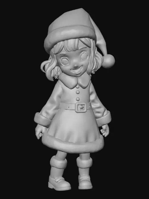 3D model for #Christmas2025#, cartoon style, ultra realistic, pretty girl in Christmas outfit,  short and tight-fitting, good look